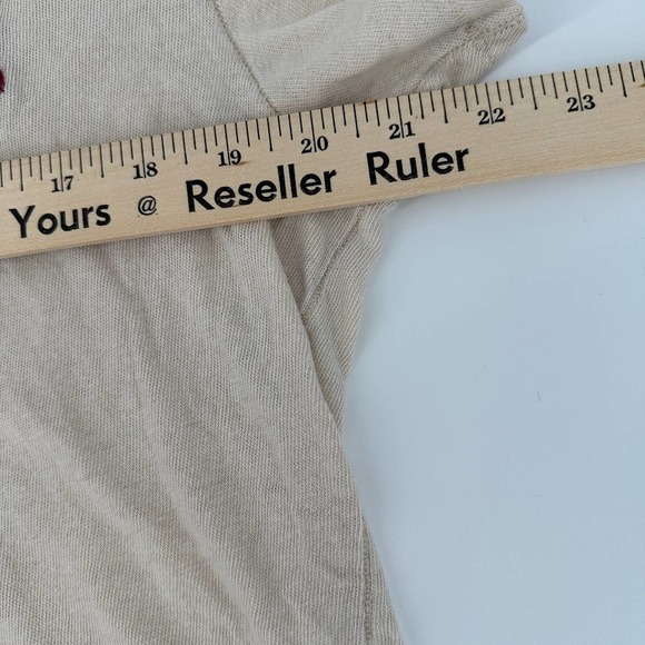 Free People Je Reve De Toi Appliqué Tee top shirt 100% Cotton Cream Size Small - Picture 8 of 11